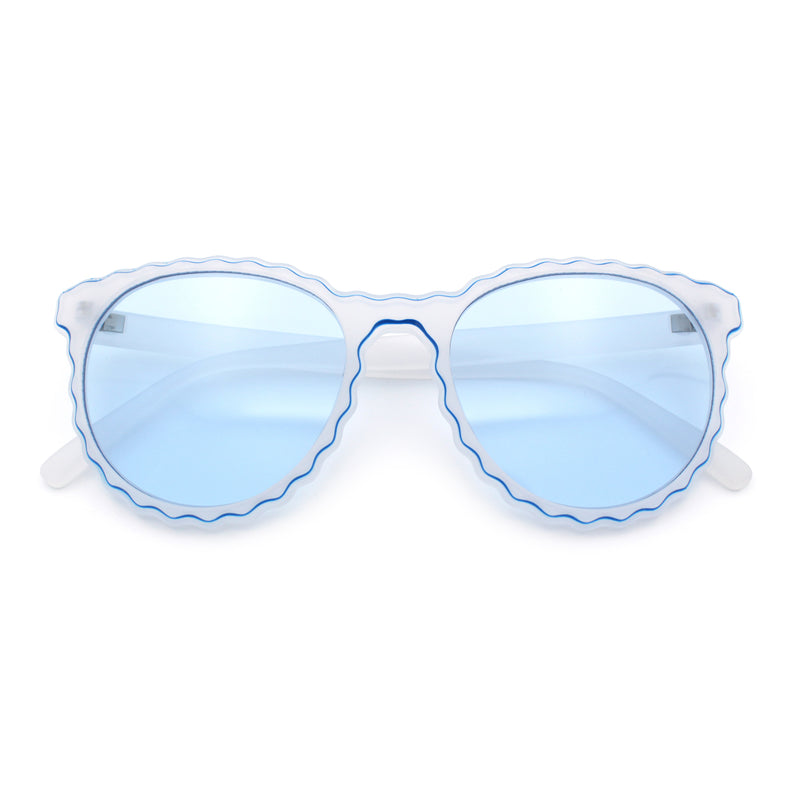 SA106 Womens Ruffled Edge Horn Rim Hipster Fashion Sunglasses