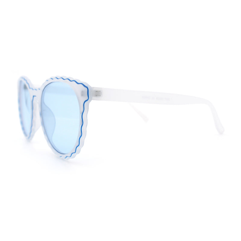 SA106 Womens Ruffled Edge Horn Rim Hipster Fashion Sunglasses