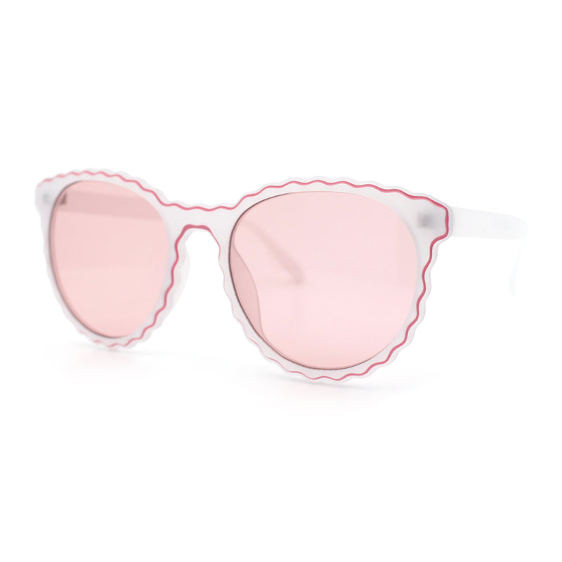SA106 Womens Ruffled Edge Horn Rim Hipster Fashion Sunglasses