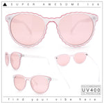 SA106 Womens Ruffled Edge Horn Rim Hipster Fashion Sunglasses