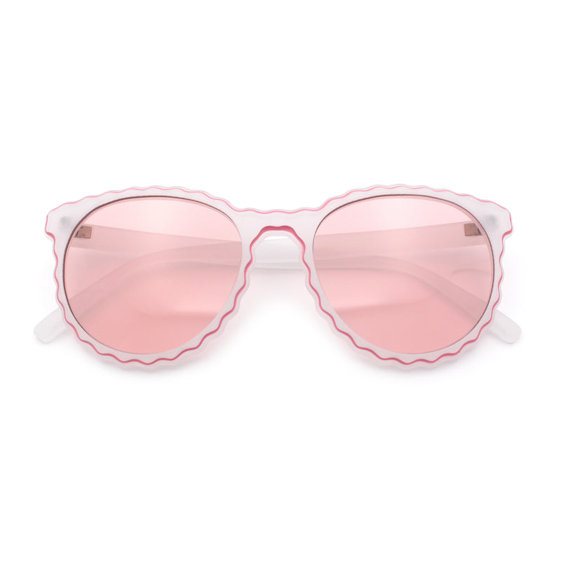 SA106 Womens Ruffled Edge Horn Rim Hipster Fashion Sunglasses