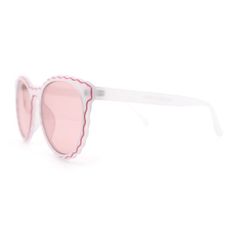 SA106 Womens Ruffled Edge Horn Rim Hipster Fashion Sunglasses