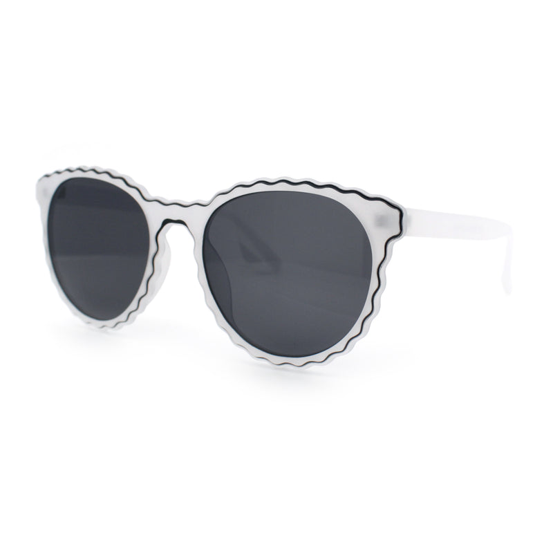 SA106 Womens Ruffled Edge Horn Rim Hipster Fashion Sunglasses