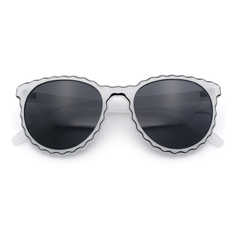 SA106 Womens Ruffled Edge Horn Rim Hipster Fashion Sunglasses