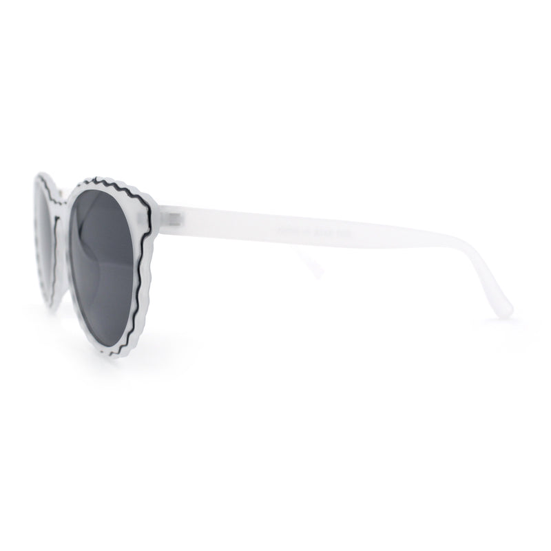 SA106 Womens Ruffled Edge Horn Rim Hipster Fashion Sunglasses