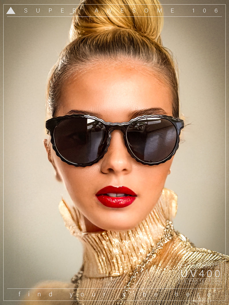 SA106 Womens Ruffled Edge Horn Rim Hipster Fashion Sunglasses