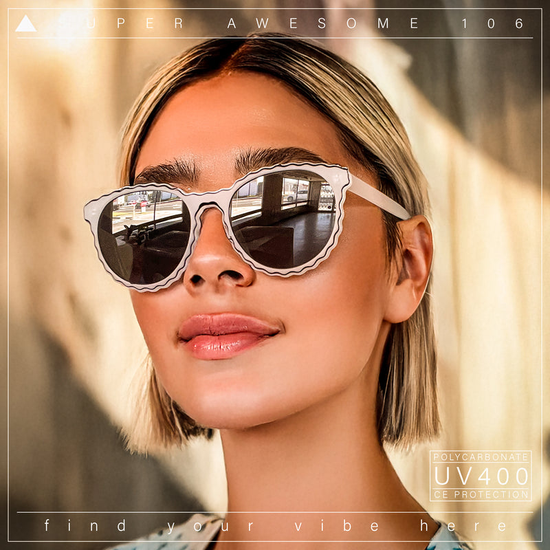 SA106 Womens Ruffled Edge Horn Rim Hipster Fashion Sunglasses