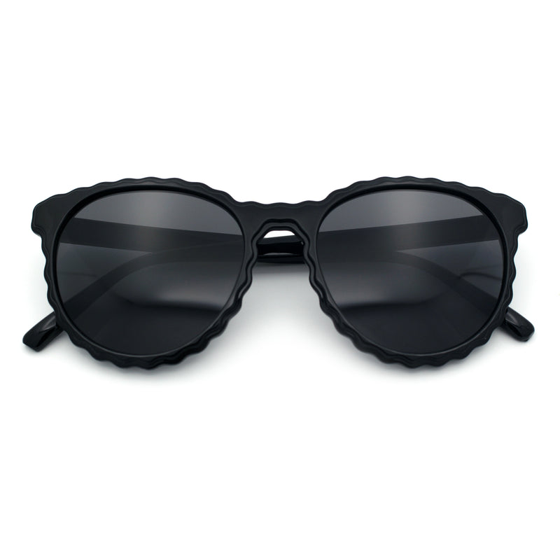 SA106 Womens Ruffled Edge Horn Rim Hipster Fashion Sunglasses