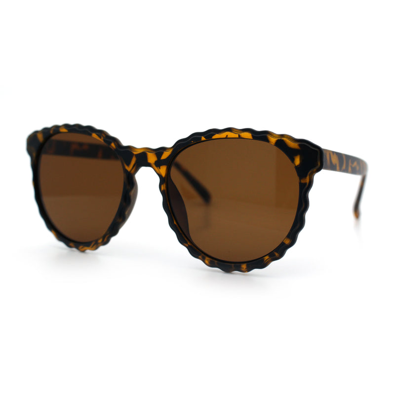 SA106 Womens Ruffled Edge Horn Rim Hipster Fashion Sunglasses