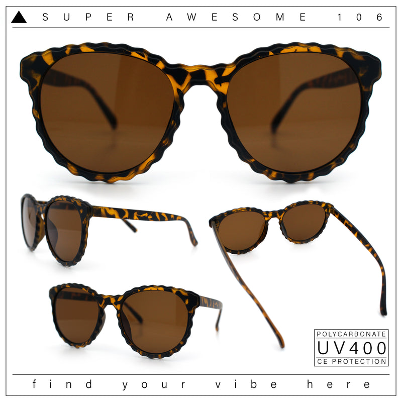 SA106 Womens Ruffled Edge Horn Rim Hipster Fashion Sunglasses