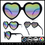 Womens Rusta Rainbow Mirror Lens Plastic Frame Heart Shape Sunglasses