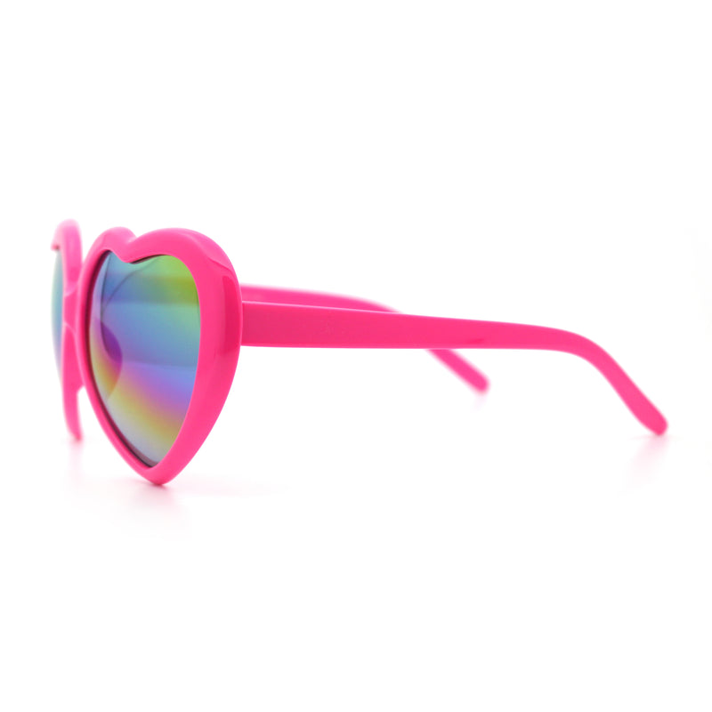 Womens Rusta Rainbow Mirror Lens Plastic Frame Heart Shape Sunglasses