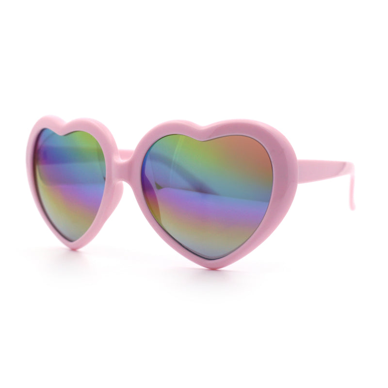 Womens Rusta Rainbow Mirror Lens Plastic Frame Heart Shape Sunglasses