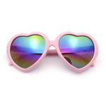 Womens Rusta Rainbow Mirror Lens Plastic Frame Heart Shape Sunglasses