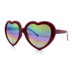 Womens Rusta Rainbow Mirror Lens Plastic Frame Heart Shape Sunglasses