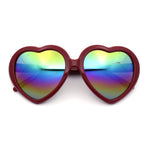 Womens Rusta Rainbow Mirror Lens Plastic Frame Heart Shape Sunglasses