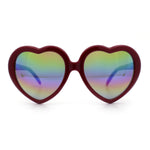 Womens Rusta Rainbow Mirror Lens Plastic Frame Heart Shape Sunglasses