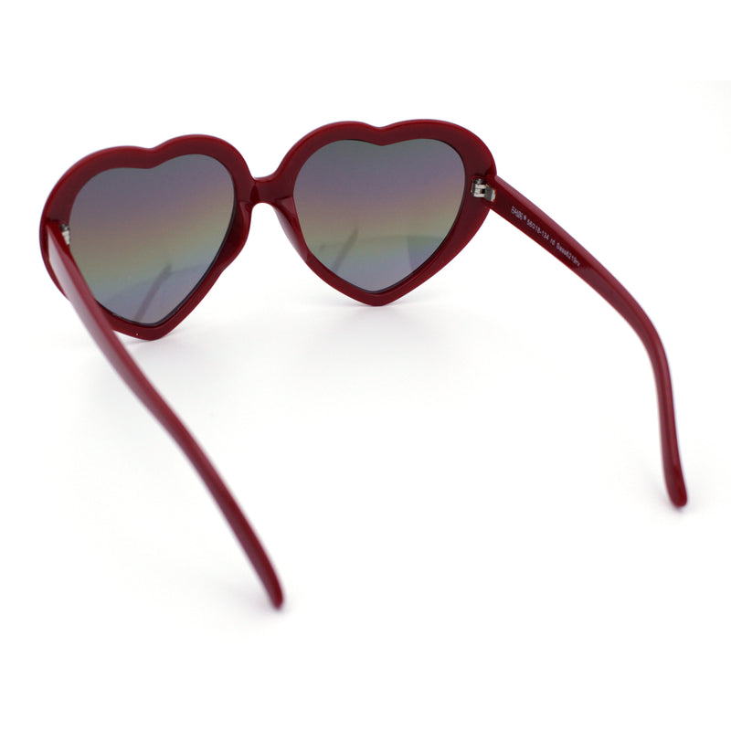 Womens Rusta Rainbow Mirror Lens Plastic Frame Heart Shape Sunglasses