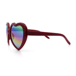 Womens Rusta Rainbow Mirror Lens Plastic Frame Heart Shape Sunglasses