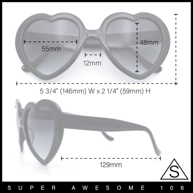 Womens Rusta Rainbow Mirror Lens Plastic Frame Heart Shape Sunglasses
