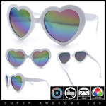 Womens Rusta Rainbow Mirror Lens Plastic Frame Heart Shape Sunglasses