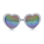 Womens Rusta Rainbow Mirror Lens Plastic Frame Heart Shape Sunglasses