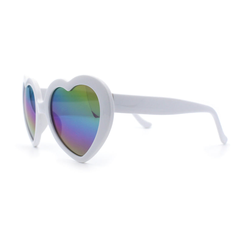 Womens Rusta Rainbow Mirror Lens Plastic Frame Heart Shape Sunglasses