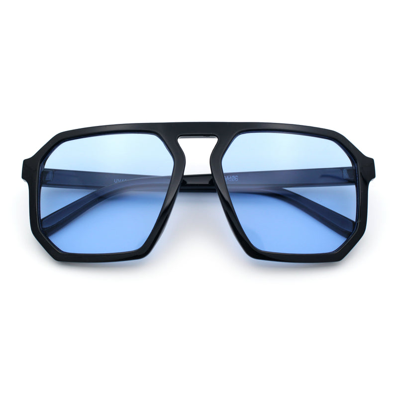 Mens Octagon Geometric Plastic Racer Mob Pilots Sunglasses