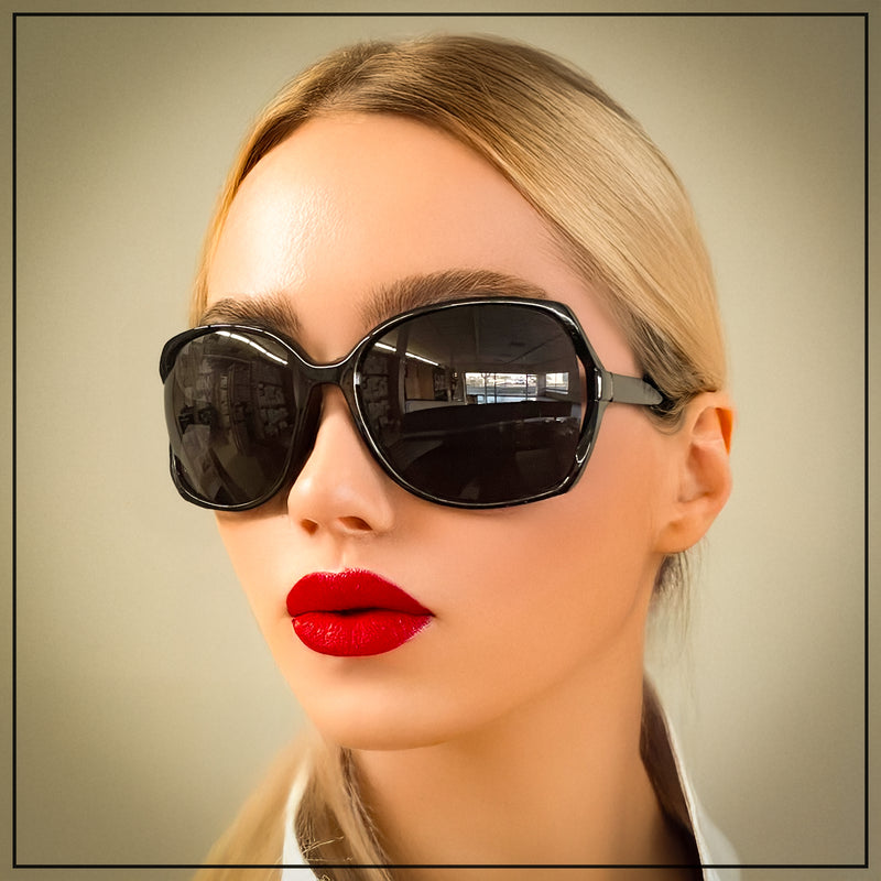 Womens Large Exposed Side Lens Butterfly Plastic Sunglasses