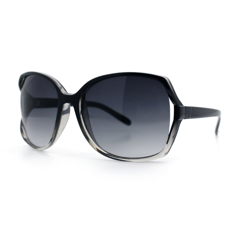Womens Large Exposed Side Lens Butterfly Plastic Sunglasses