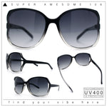 Womens Large Exposed Side Lens Butterfly Plastic Sunglasses