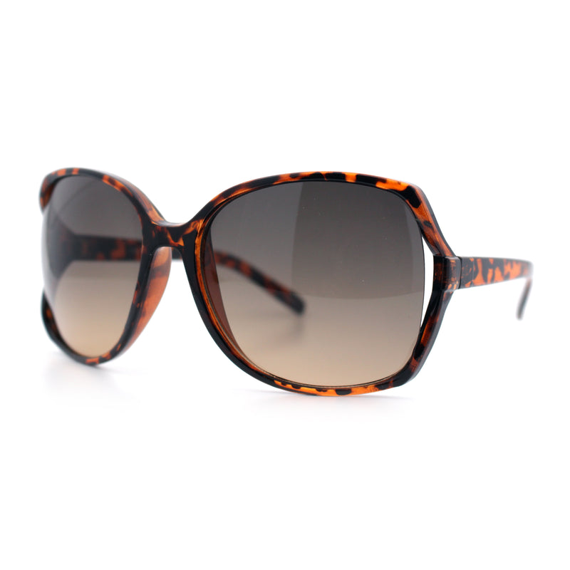 Womens Large Exposed Side Lens Butterfly Plastic Sunglasses