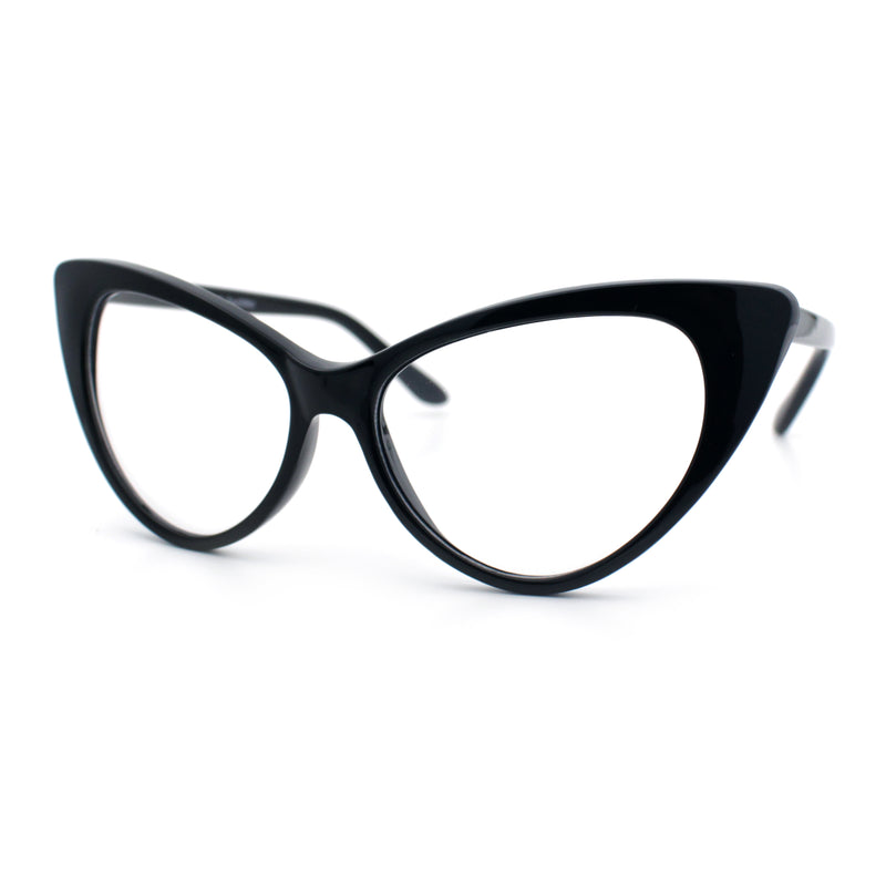 Classic Womens Gothic Clear Lens Cat Eye Glasses