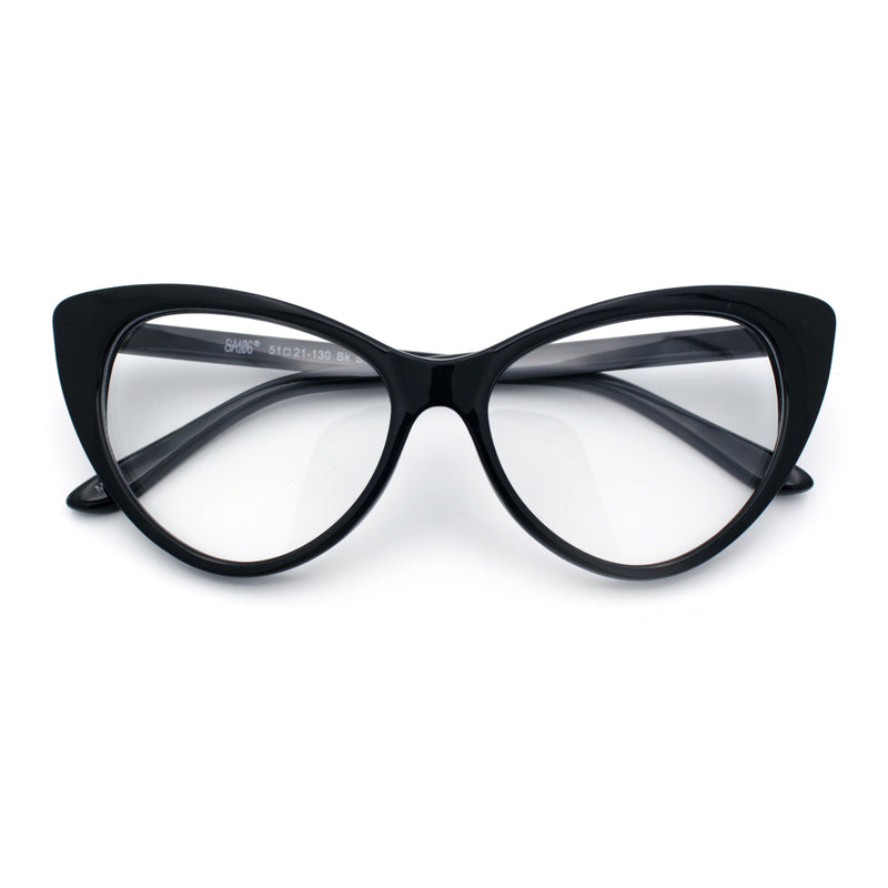 Classic Womens Gothic Clear Lens Cat Eye Glasses