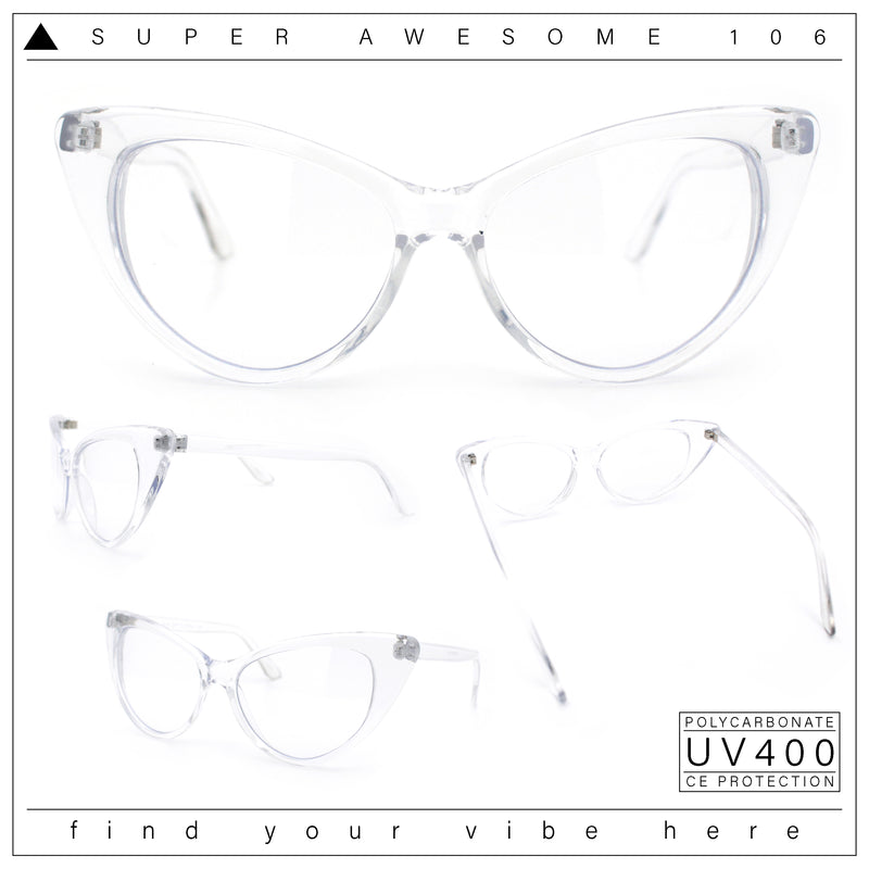 Classic Womens Gothic Clear Lens Cat Eye Glasses