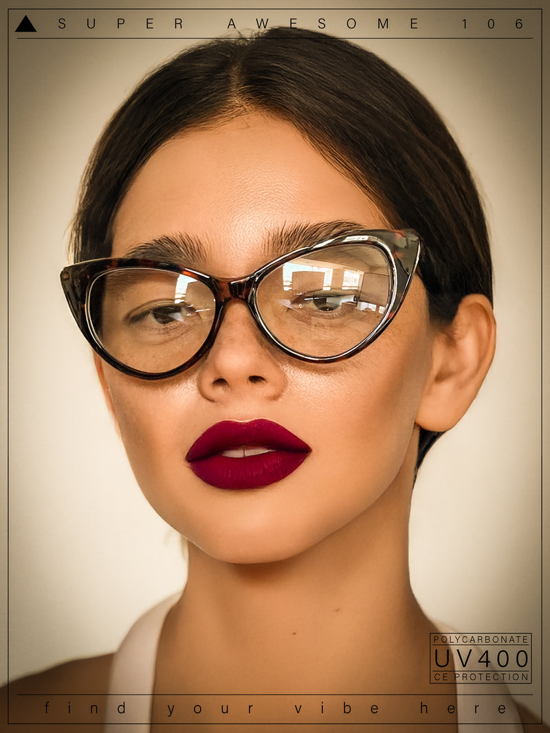 Classic Womens Gothic Clear Lens Cat Eye Glasses