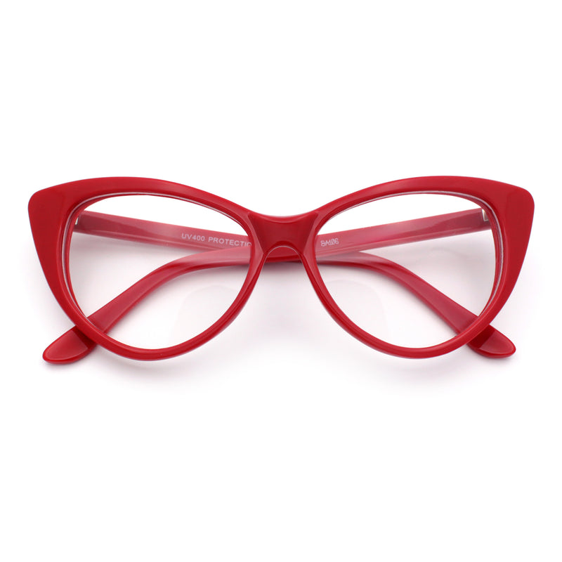 Classic Womens Gothic Clear Lens Cat Eye Glasses