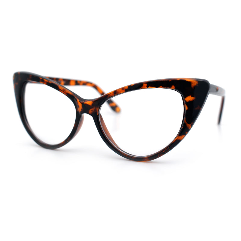 Classic Womens Gothic Clear Lens Cat Eye Glasses