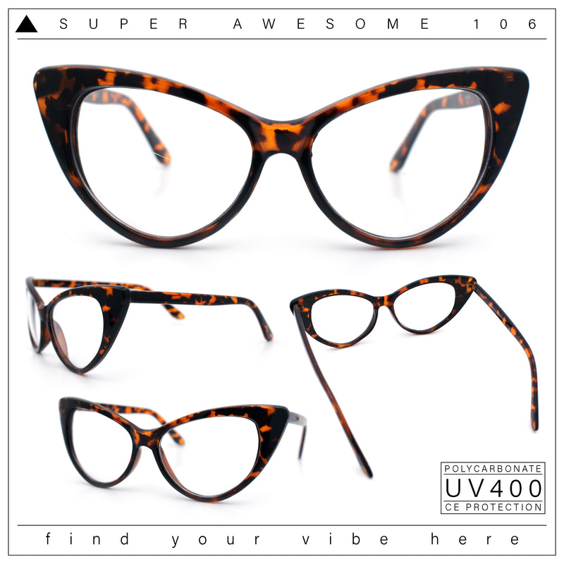 Classic Womens Gothic Clear Lens Cat Eye Glasses