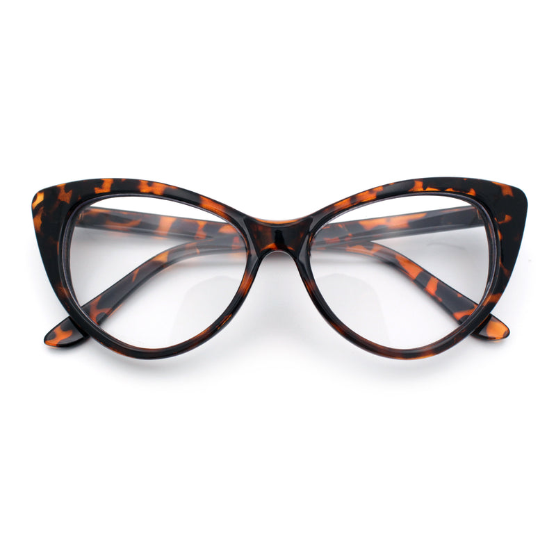 Classic Womens Gothic Clear Lens Cat Eye Glasses