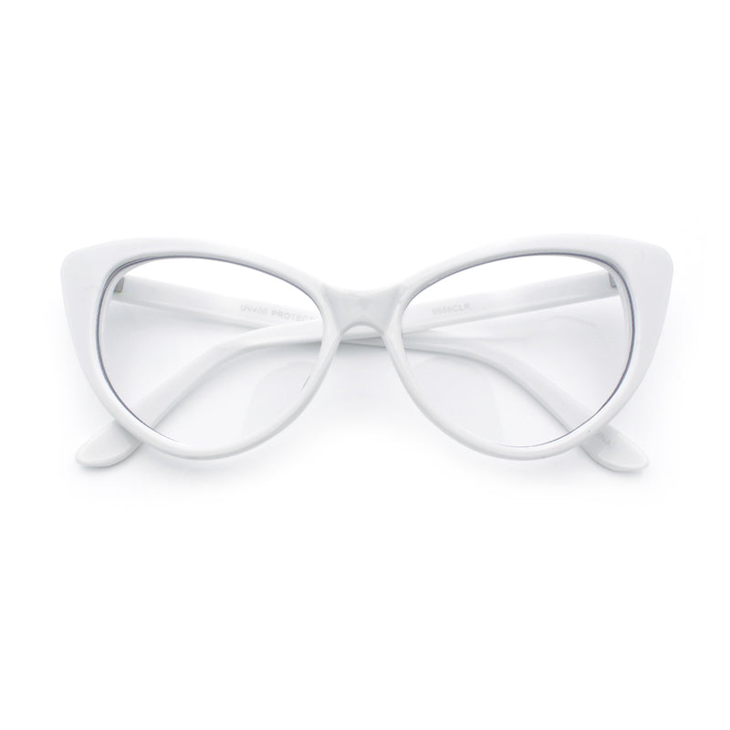 Classic Womens Gothic Clear Lens Cat Eye Glasses