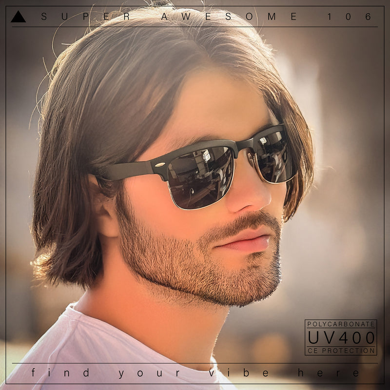 Mens Half rim Rectangular Luxury Hipster Shade Sunglasses