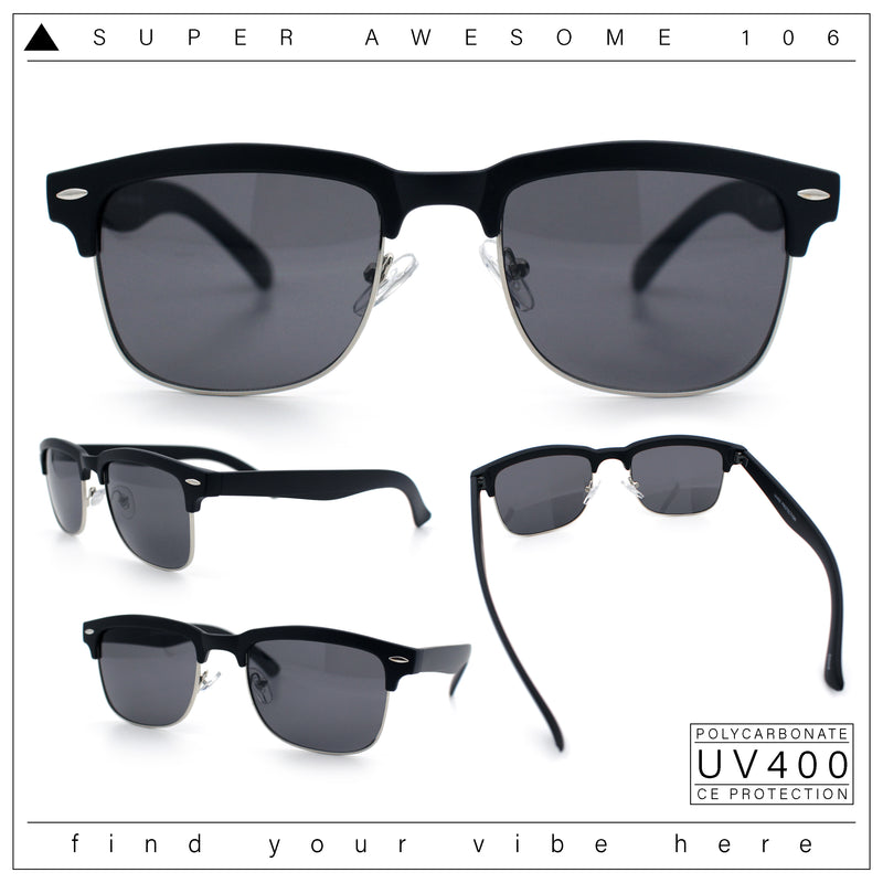 Mens Half rim Rectangular Luxury Hipster Shade Sunglasses