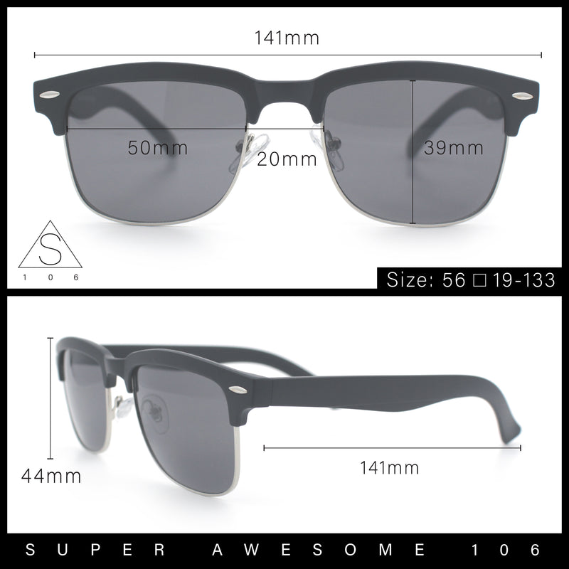 Mens Half rim Rectangular Luxury Hipster Shade Sunglasses