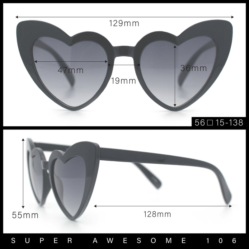 Girls Kid Size Heart Shape Lolita Valentine Love Sunglasses