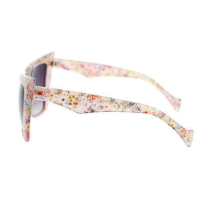 Womens Wall Paper Ditsy Flower Print Retro Oversize Cat Eye Sunglasses