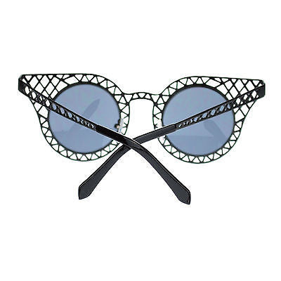 New Womens Metal Wire Weave Cat Eye Unique Runway Designer Fashion Sunglasses