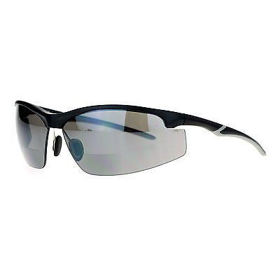 SA106 Mens All Black Bifocal Lens Sport Baseball Half Rim Sunglasses