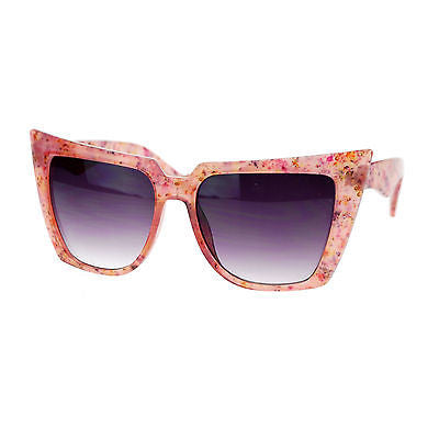 Womens Wall Paper Ditsy Flower Print Retro Oversize Cat Eye Sunglasses