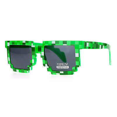SA106 Color Pixelated 8 Bit Retro Video Game Horn Rim Pixel Sunglasses